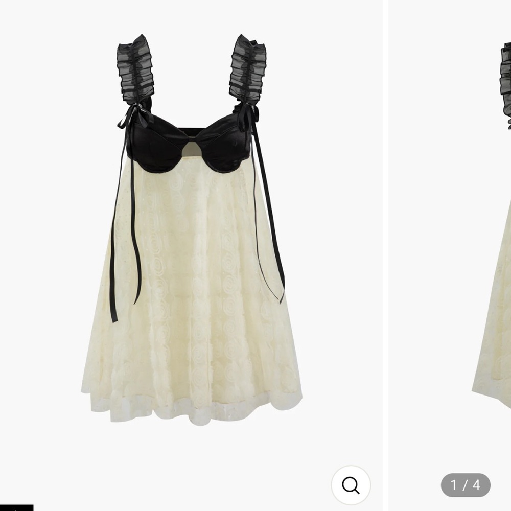 Elegant Black and Cream Mini Dress - Picture 3 of 9